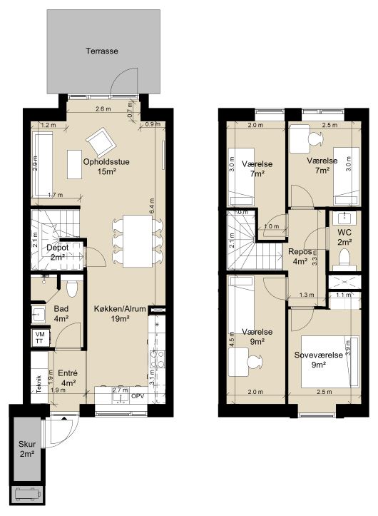 Rækkehus i to plan i moderne bofællesskab - Kavsbjerg Huse, Viby Sjælland - 0