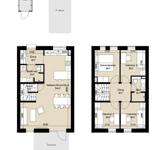 townhouse Rækkehus i to plan i moderne bofællesskab