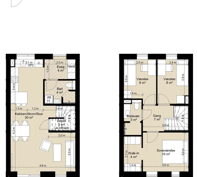 townhouse Rækkehus i to plan i moderne bofællesskab