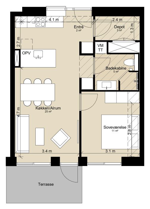 apartment Altanhus i moderne bofællesskab