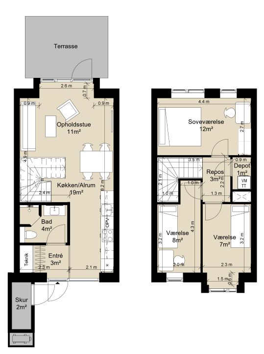 Rækkehus i to plan i moderne bofællesskab - Kavsbjerg Huse, Viby Sjælland - 0