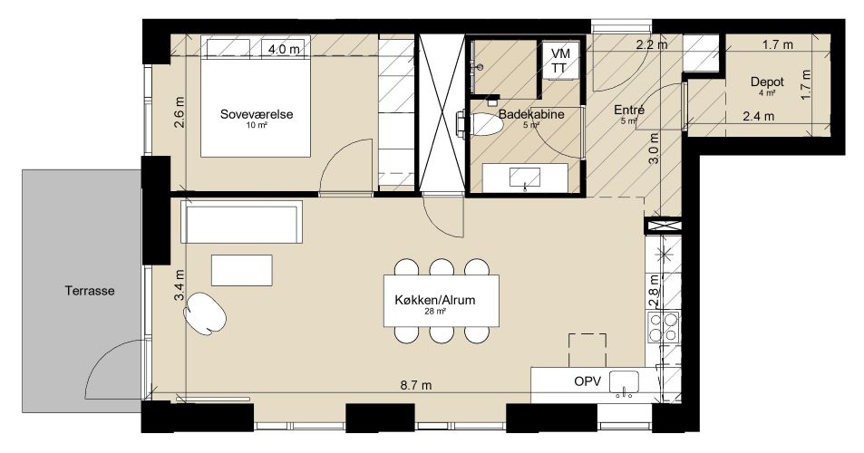 apartment Punkthus i moderne bofællesskab