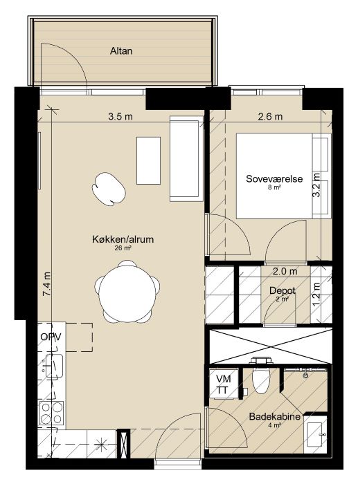 apartment Punkthus i moderne bofællesskab