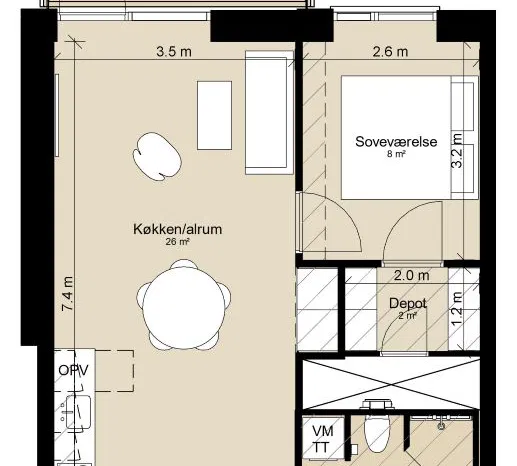 apartment Punkthus i moderne bofællesskab