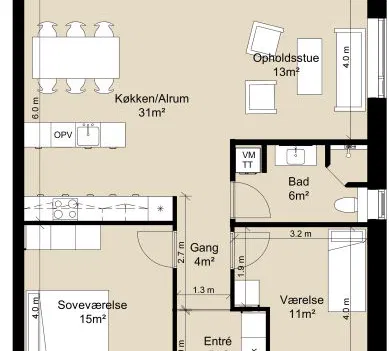 townhouse Rækkehus i et plan i moderne bofællesskab