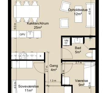 townhouse Rækkehus i et plan i moderne bofællesskab