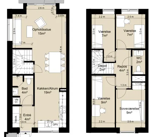 townhouse Rækkehus i to plan i moderne bofællesskab