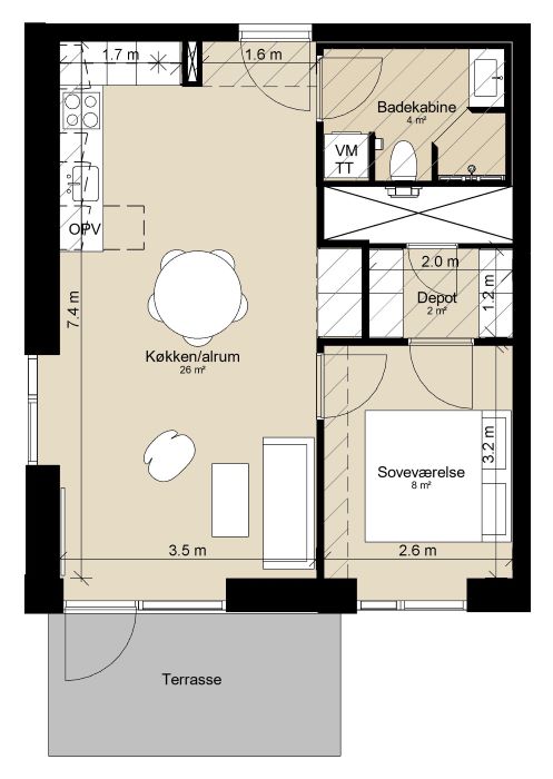 apartment Punkthus i moderne bofællesskab