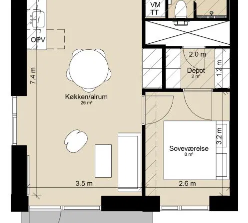 apartment Punkthus i moderne bofællesskab