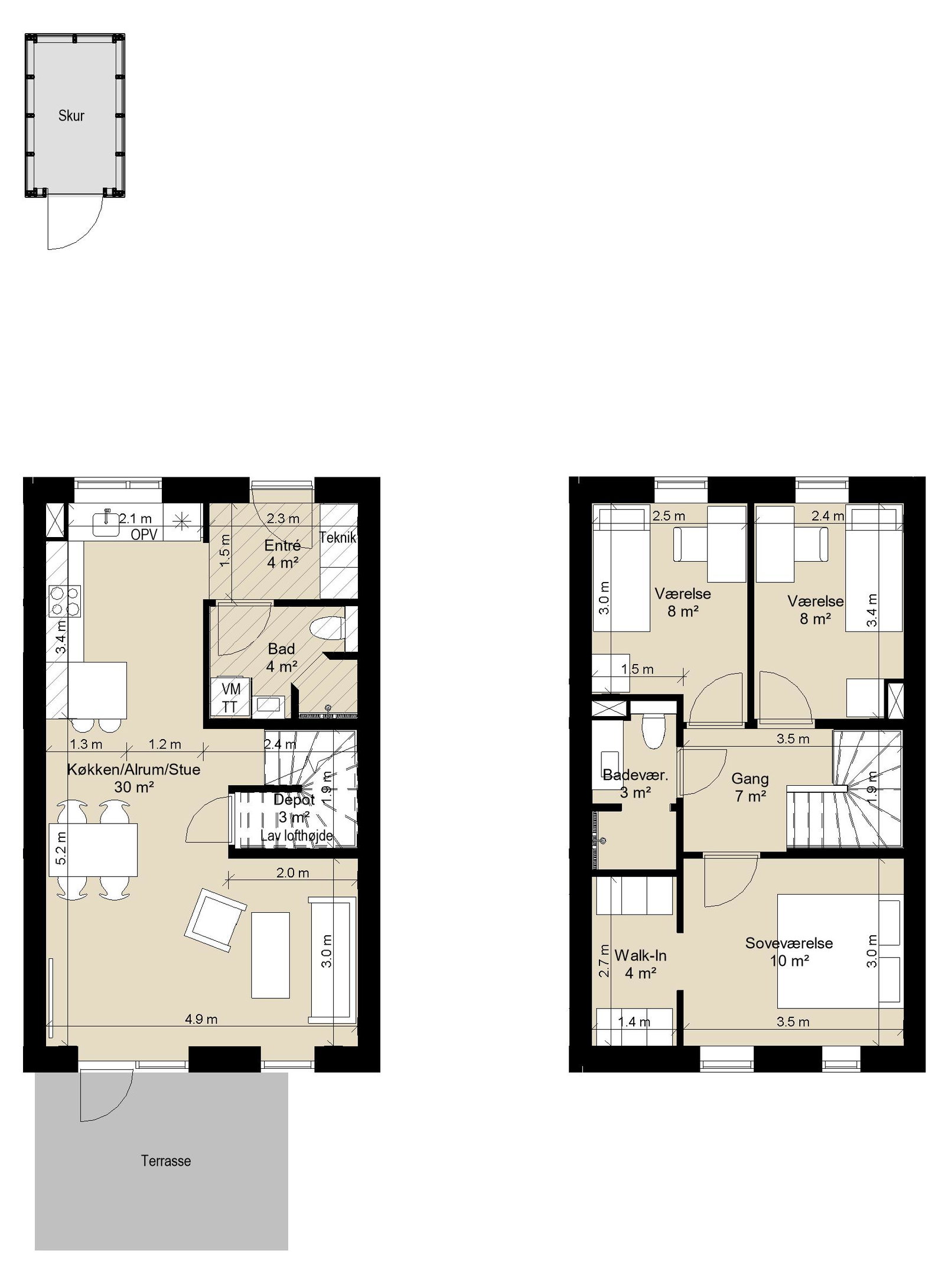 townhouse Rækkehus i to plan i moderne bofællesskab