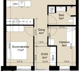 townhouse Rækkehus i et plan i moderne bofællesskab