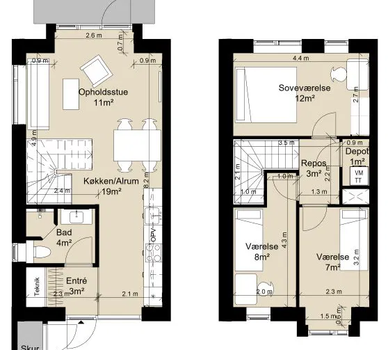townhouse Rækkehus i to plan i moderne bofællesskab