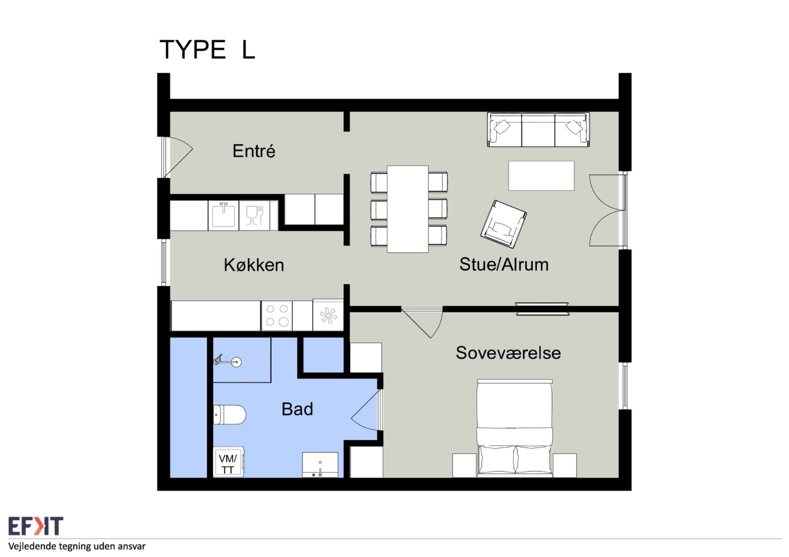 apartment Nybygget 2-værelses lejlighed med egen terrasse