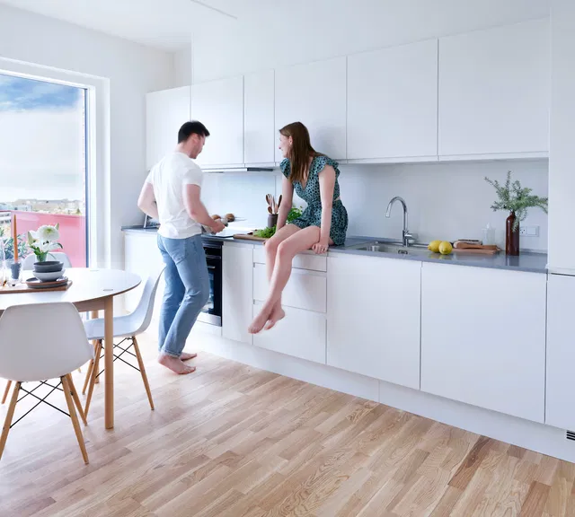 apartment Lys 2-værelses med vestvendt altan og rundt vindue