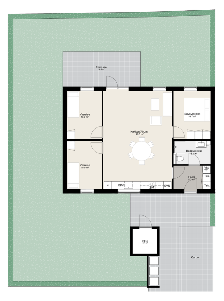 4-room semi-detached house, 95 m² - Teglparken, Løsning - 2