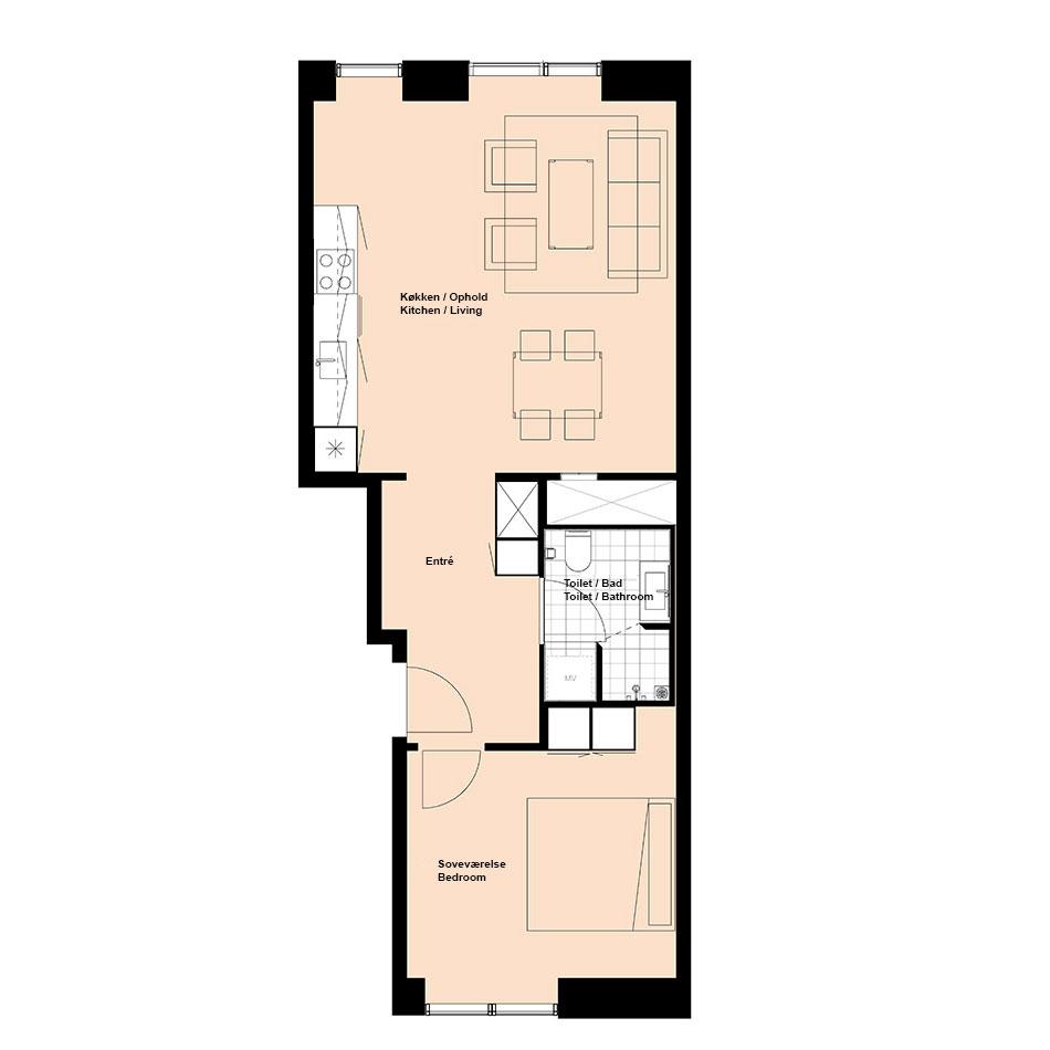 apartment Bright and Modern 2-Room Apartment in Gartnerbyen