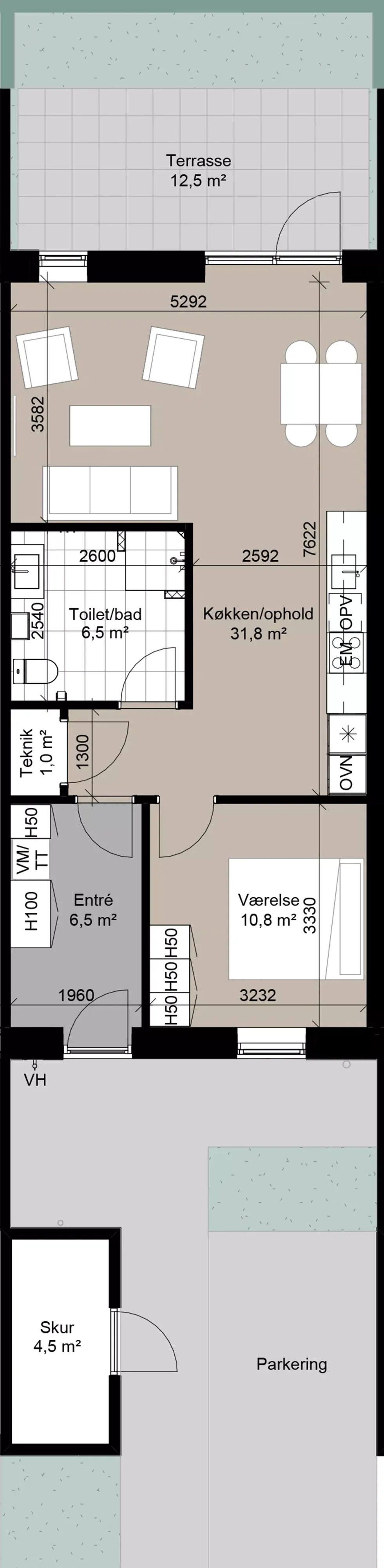 2-værelses rækkehus på 67 m² til leje i Støvring – Haren – billede 5