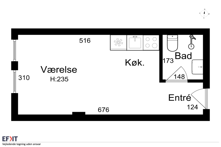 Velindrettet 1-værelses på 23 m² tæt på bus og indkøb – billede 7
