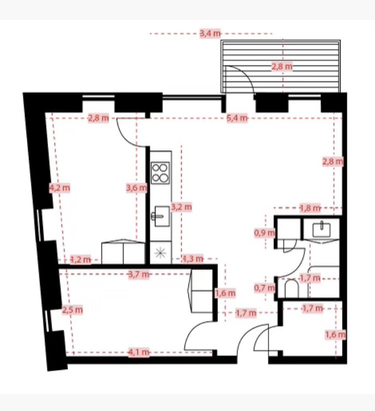 Bright 3-room apartment 74 m² with west-facing balcony – photo 17