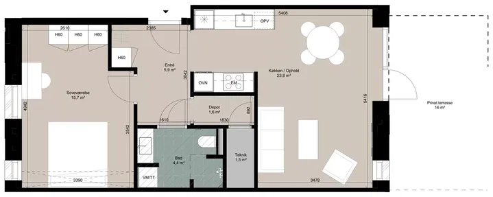 Dunbyen 4c st. 3 – lejlighed med egen terrasse – billede 4