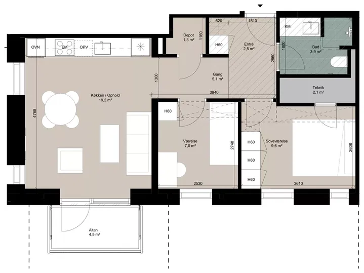 3-værelses lejlighed på 72 m² til leje i Ringsted – Dunbyen, 3. sal – billede 4