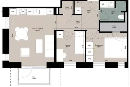 3-værelses lejlighed på 72 m² til leje i Ringsted – Dunbyen, 3. sal – billede 4