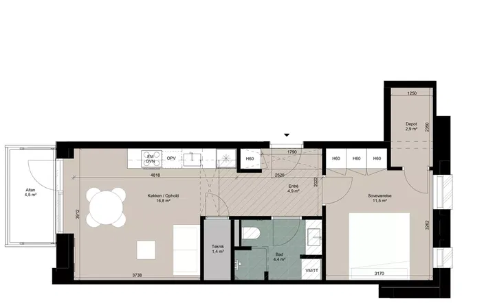 2-værelses lejlighed på 60 m² til leje i Ringsted – Dunbyen, 1. sal – billede 4