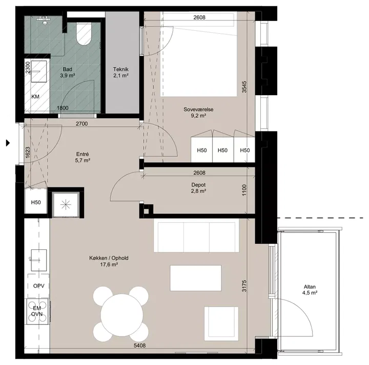 2-værelses lejlighed på 57 m² til leje i Ringsted – Dunbyen, 4. sal – billede 4