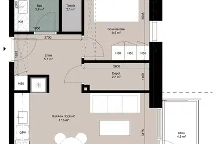 2-værelses lejlighed på 57 m² til leje i Ringsted – Dunbyen, 4. sal – billede 4