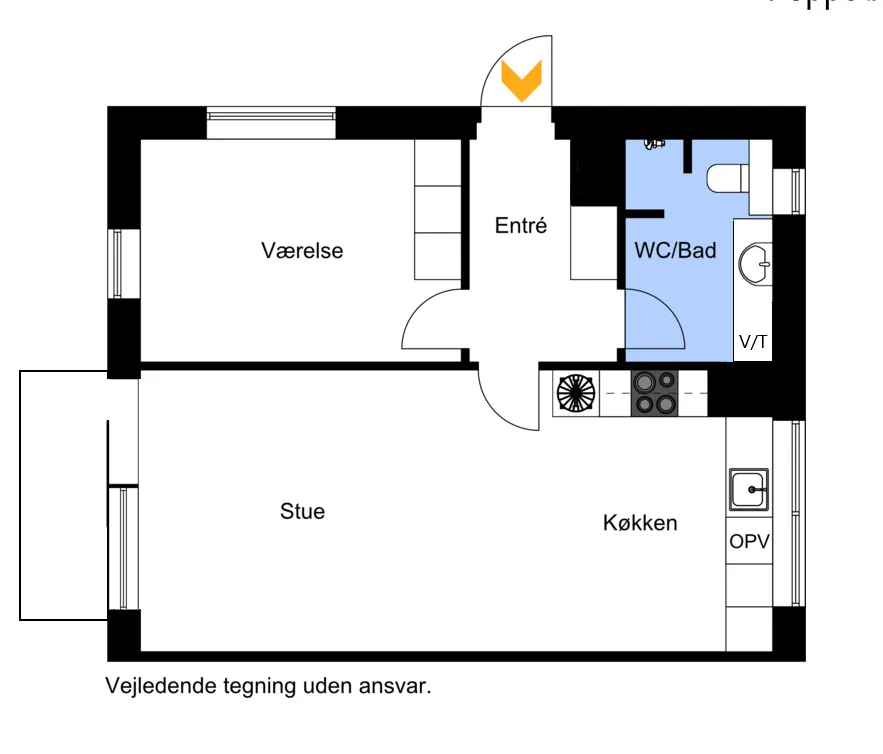 Lys 2-værelses stuelejlighed med privat terrasse – billede 17